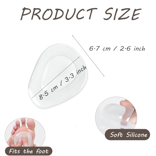 Image of 12PCS Clear Metatarsal Pads for Arch Support Soft Gel Insoles for Plantar Relief of metatarsalgia