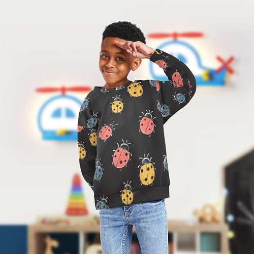JUNZAN Cute Cartoon Ladybugs Little Girls Hooded Sweatshirt Fleece Kids Pullover Hoodie Camping 4T4