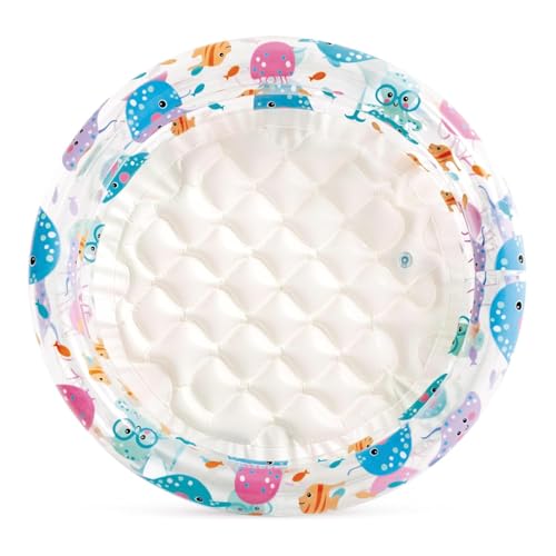 Image of LONGMIRE Beach Buddies 3 Ring Baby Bath tub for Kids 0 to 2 Year | Inflatable Bath tub for Kids Multi Cartoon Print I Pack of 1 I Size 2 FT - 24 Inches