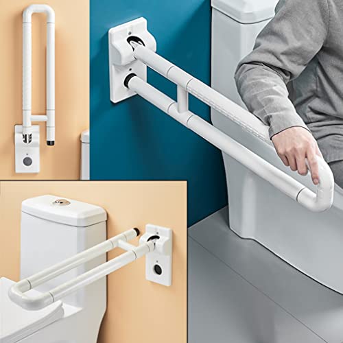 Mango plegable de acero inoxidable para baño, plegable, antideslizante, acero inoxidable, para personas mayores y discapacitados, color blanco (70 cm)