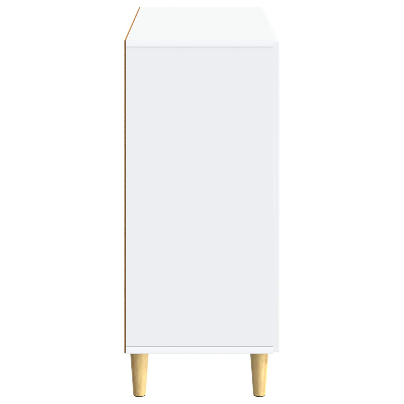 Credenza bianca 89 x 34,5 x 80 cm, comò con 3 ante, in legno