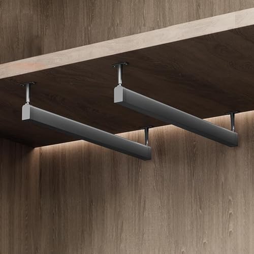 Aluminum Gray U-Shaped Closet Hanging Rods, Wall Mounted Wardrobe Pole with Silent & Anti-Slip Rubber Strip, Pack of 2 Home Bedroom Laundry Garment Bars(31.5in)