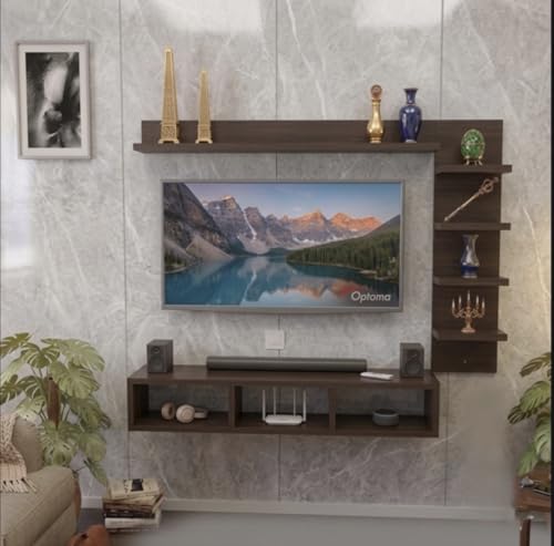Image of Engineered Wood Wall Mount TV Cabinet, Bearish Brown, 32 inch | Extended, Suits 24 to 32 inches Smart TV, Home Decor