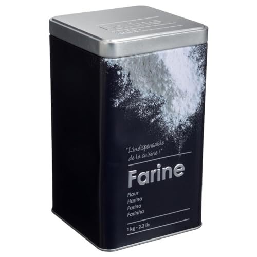 5five - Barattolo per Farina da 1 kg in Metallo Black Edition Nero
