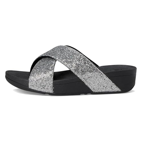FitFlop Women's Lulu Glitterball Cross Slides Wedge Sandal
