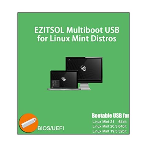 EZITSOL USB for Linux Mint 21 & 20.3 64bit,19.3 32bit | 3IN1 Bootable Linux USB for Linux Mint, Flash Drive,USB Stick,Jump Drive,Pendrive,Thumb Drive Cover