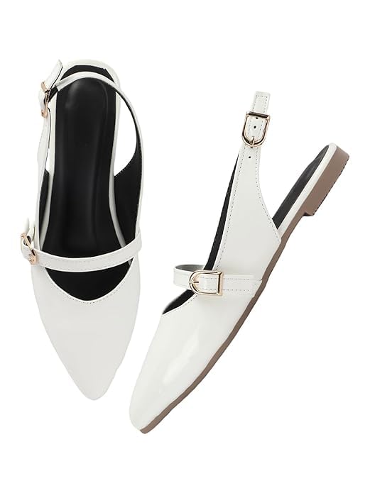 Women's Elegant White Pointed Toe Mary Jane Flats – Chic Ankle Strap Ballet Flats with Adjustable Buckle, Comfortable Dress Shoes for Office, Work, Casual Wear, Parties & Special Occasions-picture-35