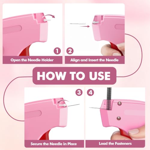 Image of Stitch Gun for Clothes, Tagging Gun, Quick Clothing Fixer, Rose | 5000 Fasteners, 0.04 inch Fine Needle, 6 Needles, Portable, Handheld, Compact, Lightweight, Easy to Use, Versatility, Durable