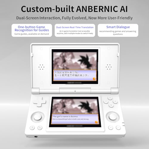 Image of Anbernic RG DS Dual System Handheld Game Console 32GB TF Card Preloaded, Android 14 + Linux Retro Gaming Console, Dual Screen 4 inch IPS Display, WiFi Bluetooth, Portable Emulator Console (Polar White)
