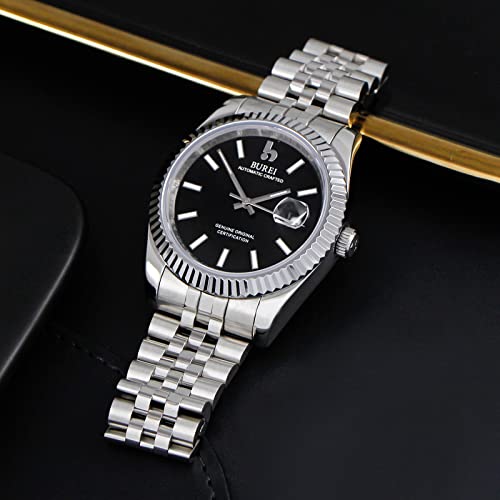 Image of BUREI Men's Classic Luxury Watch Stainless Steel Waterproof Machine Watch Fashion Double Watches Date Sapphire Crystal