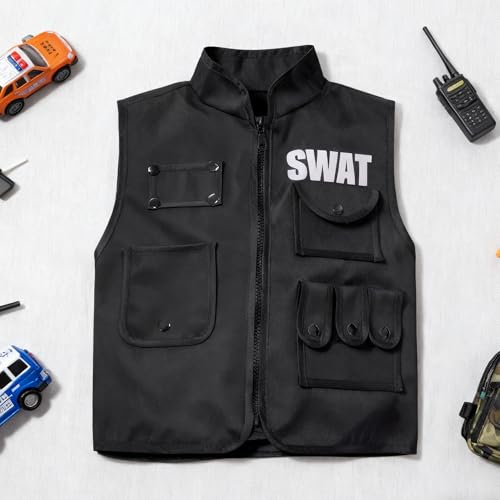 Disfraz Chaleco SWAT para Niños Talla 5-6 Negro miniatura 2