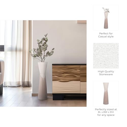 Ceramic Floor Vase for Living Room Decor – Elegant Flower Vase for Bedroom, Office, and Table Decor – Stylish Room Decor for Every Corner of Your Home – 31", Beige/Cream - Image 6