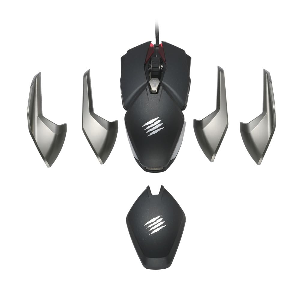 MAD CATZ Rat Bat 6+ Souris Gamer Filaire Ambidextre - Souris Ergonomique 10 Boutons Programmables - Capteur 16000 DPI - Souris Gaming PC Noire RGB