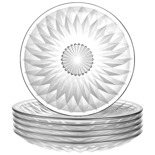 HKOYTIUP 6-Inch Textured Glass Appetizer Plates