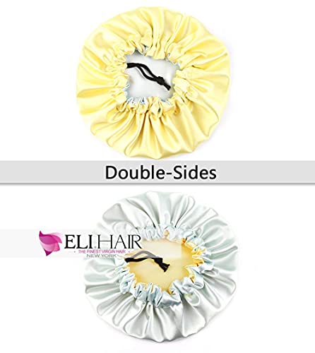 Image of Stain Bonnet Silk Sleep Cap Adjustable Satin Cap for Night Sleeping Hair Bonnet Reversible Double Layer