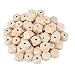 Produktbild Nuluxi 50 Stück Facettierte Holzperlen Natürliche Geometrische Holzperlen Geometrische Form Holzperlen zum Basteln und Bemalen für DIY Handgefertigte Handwerk Halskette Armband Schmuck Zubehör