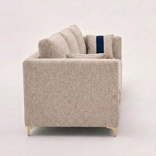 Image of FURNY Signature Cresta 3 Seater Sofa Set | Boucle Weave Fabric | 40D Foam + Zigzag Spring | 3-Yr Warranty (Sandstone Beige) | Modern Living Luxury Sofa Set for Home, Office & Hotel Spaces
