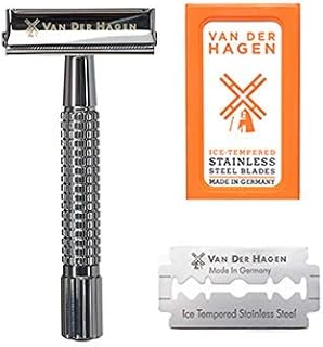 Van Der Hagen® Men’s Traditional Safety Razor Kit (includes 5 blades), Chrome