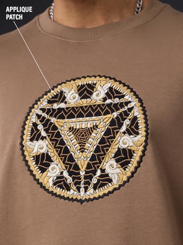Image of The Souled Store Marvel Indie: Logo Men and Boys Short Sleeves Round Neck Embroidered Drop Shoulder Baggy Casual Streetwear Superheroes Inspired Cotton Super Oversized T-Shirt