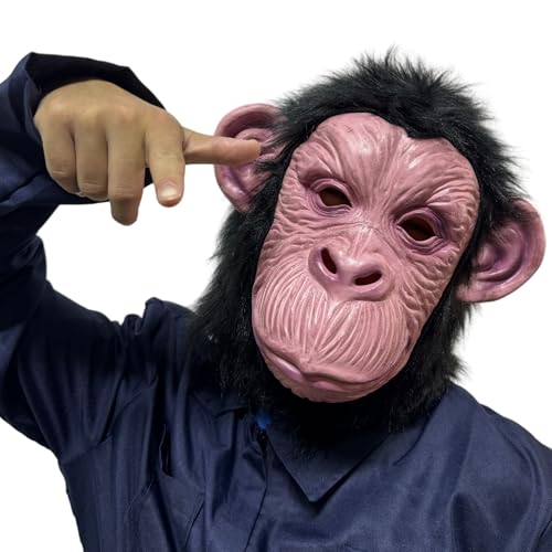 x-merry toy Rubber Gorilla Masks Funny Animal Black Hair Monkey Face Ape Mask Latex Full Face Headgear Halloween Cosplay Props