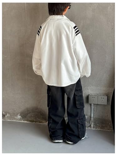 SweatyRocks Boy's Button Down Shirt Long Sleeve Striped Drop Shoulder Collared Shirts2