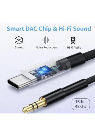 Image of USB C to 3.5mm Audio Jack Cable, Type-C to 3.5mm Headphone, Car Stereo Aux Cable Compatible with Phone 15 /15 Pro /15pro Max, Samsug Galxy S24 /S23 Ultra /S22+ /S21+ /S21FE & Other C Devices