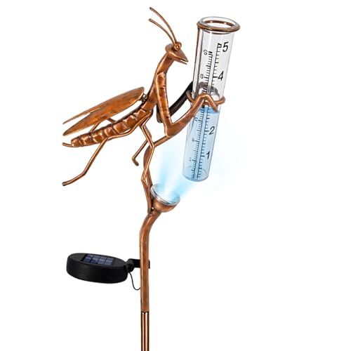 GBKDQQ Pluviometro per giardino, decorazione da giardino, antigelo, antigelo, con asta, misuratore di precipitazione, altezza 61 cm, vetro su spina da giardino, per cortile e prato, paesaggio