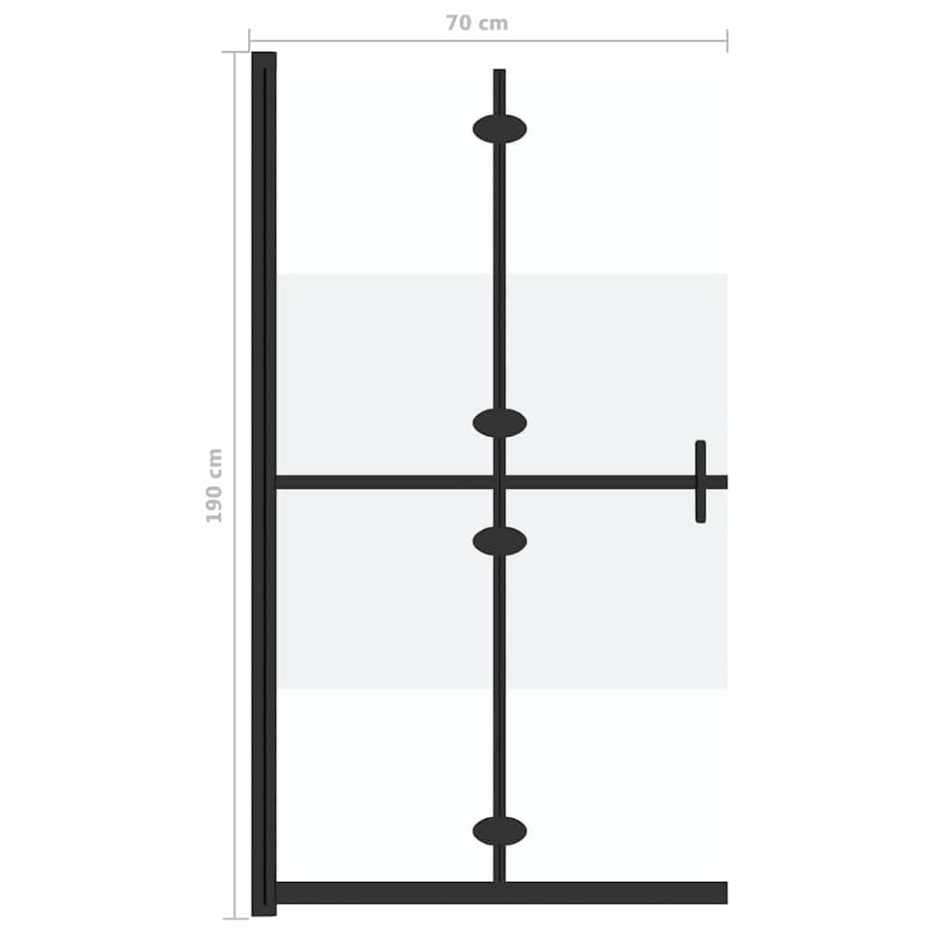 Parete doccia pieghevole in vetro ESG semismerigliato, 70 x 190 cm, telaio in alluminio con vetro spesso 5 mm, salvaspazio, reversibile, per bagno, zona bagnata, paraspruzzi