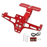 HAONEL Motorcycle License Plate Bracket Holder CNC Aluminum Red Universal Fender Eliminator Kit with Plate Light