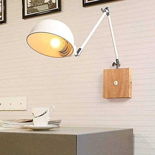 Aplique de pared de madera maciza vintage estilo nórdico con interruptor para pasillo 4