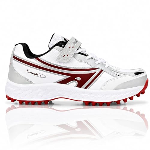 Image of Pro ASE Lightweight Cricket Shoes - Durable & Comfortable | Ideal for Turf, Ground & Hard Surfaces | Allrounder Design with Studs, Velcro & Superior Grip | White, Blue, Green, Red