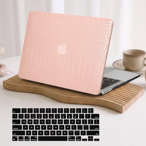 MonsDirect Case for MacBook Air 13 inch 2021 2020 2019 2018 Release M1 A2337 A2179 A1932, Crocodile Print Alligator Skin PU Leather Hard Shell Case & Keyboard Cover for MacBook Air 13 inch, Pink by MonsDirect - Used condition - US$13.96