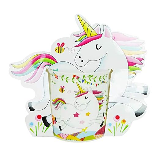 DISOK Lote de 24 Tazas de Unicornio, presentada en bolsita de Regalo. Tazas innovadoras de niñas para Comuniones, Bodas, Eventos, Fiestas, cumpleaños.