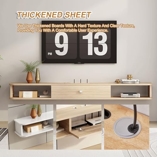 Console de divertissement moderne meuble TV mural marron compact - 4