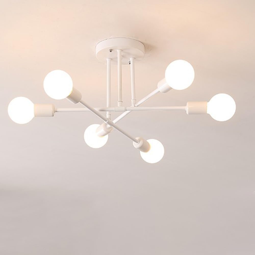 Lámpara de Techo, Vintage Candelabros, Lámparas Colgantes Retro Elegante Lámpara Industrial E27 (No Incluidas Bombillas) Iluminación de Metal para Sala, Dormitorio, Restaurante (Blanco)