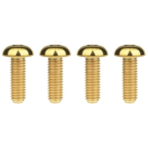 Image of Titanium Bolt M4x6 8 10 12 15 20mm Hex Head Screws for Bicycle Pack of 4 (Gold, M4x12mm)