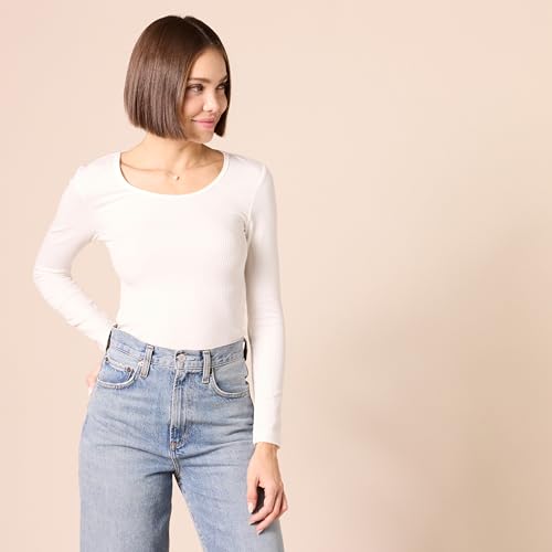 Image of Amazon Essentials Women's Long Sleeve Slim-Fit Rib Scoop Neck Sweater, Fall Tops, Pack of 2