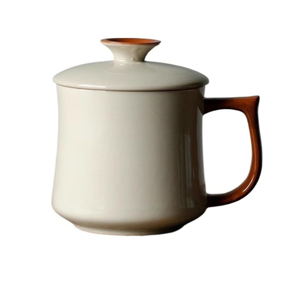 LIBANGRONG-888 Mugs Ceramic Mug with Lid & Handle Coffee Cup Home Office Use Tea Latte Cappuccino Cocoa Milk Milk Tea Cup(White)