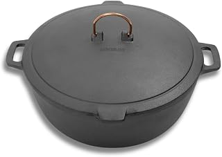 Enamel Lined Cast Iron Crock Pot - Dutch Oven Pot with Lid, Cast Iron Dutch Oven for Cooking, Slow-Cook Stews, Bake, Sear, and Simmer, Ideal for Kitchen or Outdoor Use