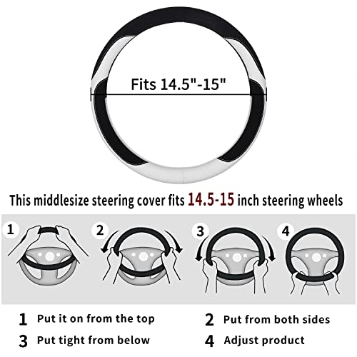 Achiou Steering Wheel Cover Microfiber Leather And Viscose, Breathable Mesh Universal 14.5-15 Inch, Refreshing And Comfortable #TOP5