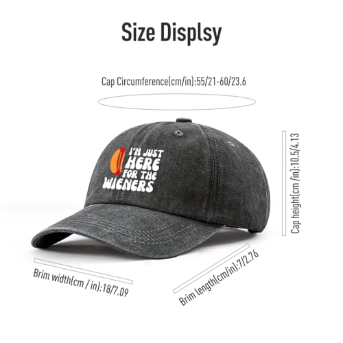 Image of I'm JUST HERE for The Hotdogs Hats for Men Baseball Caps Trendy Washed Workout Hats Light Weight