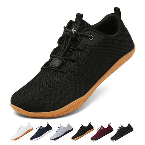 Geweo Barfußschuhe Herren Damen Sommer Barfuss Sportschuhe Schwarz 43EU