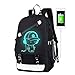 Borse da scuola per ragazzi Anime Cartoon luminoso Zaino di moda zaino con porta di ricarica USB e con scomparti per laptop per studenti Ragazzi Boy Girl Book Laptop Travel Camping Cartelle (nero)