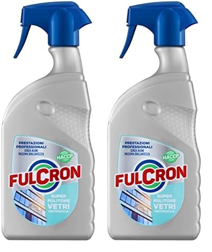 FULCRON 2564 Super Pulitore Vetri 750 ml, Detergente Vetri, Specchi, Cristalli, Superfici Pulite e Brillanti, Rimuove Polvere e Macchie, Idoneo ai piani HACCP (Confezione da 2)