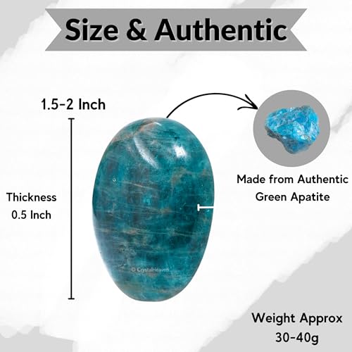 Image of Crystal Heaven Green Apatite Crystal Palm Pebbles Stones For Anxiety Stress Relief Massage - Aaa Grade Original Healing Gemstone Agate Palm Stone For Yoga Meditation Spiritual Reiki Feng Shui