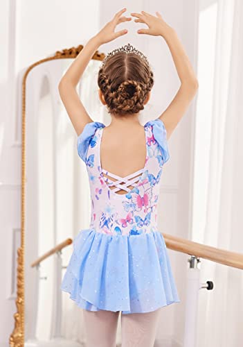 Image of Arshiner Girls Ruffle Sleeve Ballet Dance Dress Tutu Skirted Leotard