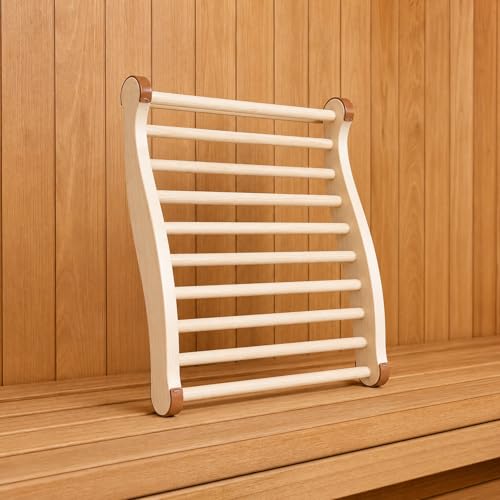 2PCS Wooden Sauna Backrest, Ergonomic S-Shape Pine Wood Sauna Backrest with Anti-Slip Foot Pads, Comfortable Lumbar Support Sauna Accessories for Barrel, Infrared or Indoor Sauna - Image 4