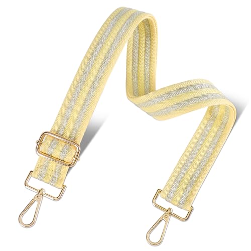 Image of chushui Herringbone Purse Strap Replacement Wide Adjustable Crossbody Strap with Metallic Thread,Woven Fashion Shoulder Bag Strap for Tote Handbag, Gold Silver Shimmer