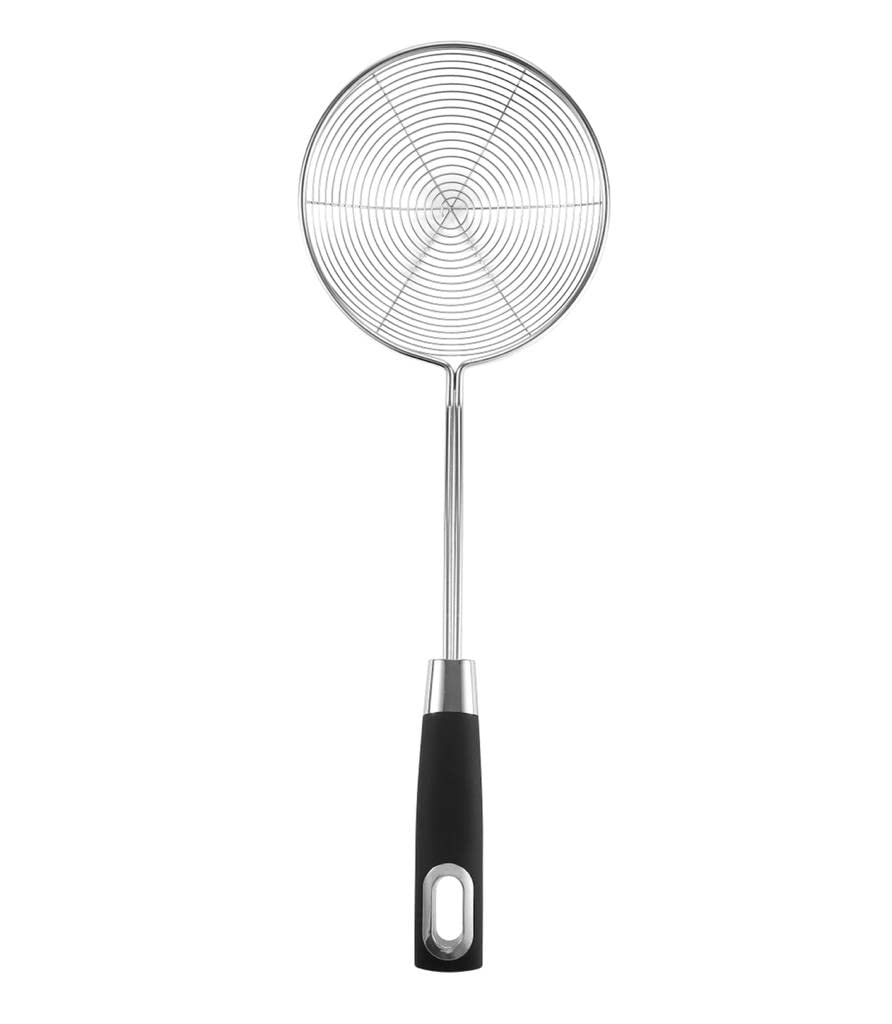 Royal Cuisine Stainless Steel Wire Spider Skimmer fine mesh Spiral Strainer for Chicken/Pasta Heat Resistant Handle Kitchen Cooking Utensils (40x13.4)