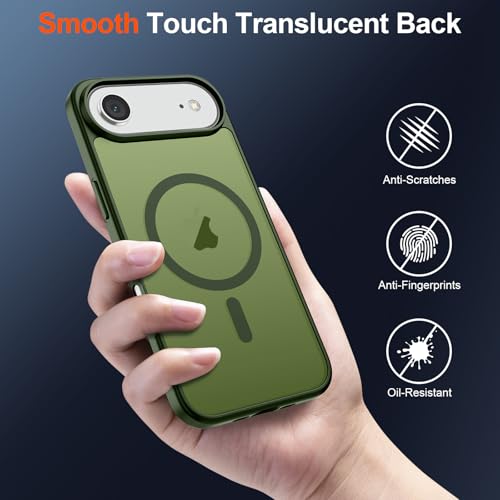 Image of SUPFINE Magnetic for iPhone Air Case (Compatible with MagSafe)(Military Grade Drop Protection) Slim Translucent Matte Shockproof with Anti-Fingerprint Phone Cover for 17 Air,Cangling Green